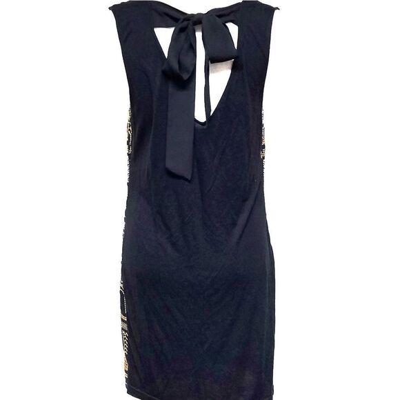 Urban Outfitters Sparkle & Fade Gold Black Tie Back Shift Dress L NWT - Picture 6 of 8
